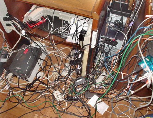 a home office wiring mess
